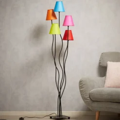 Näve Gang|Pendellamper>Tekstil gulvlampe Colori med 5 lyskilder farvet