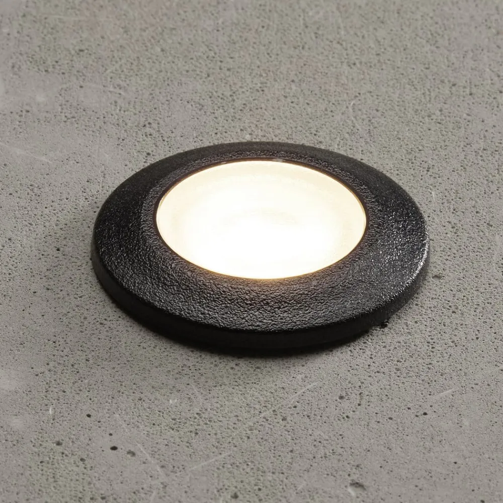 Fumagalli Nedgravet Udebelysning|Udendørs Loftlamper>Teresa indbygningslampe rund, sort/frostet 3.000 K