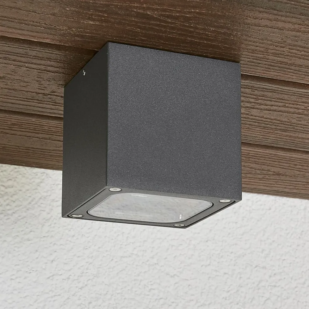 Terningformet LED udendørs loftlampe Tanea, IP54^Lucande New