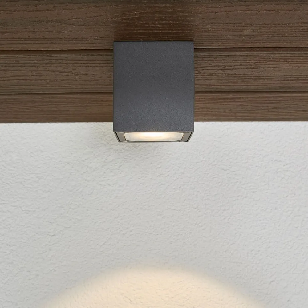 Terningformet LED udendørs loftlampe Tanea, IP54^Lucande New