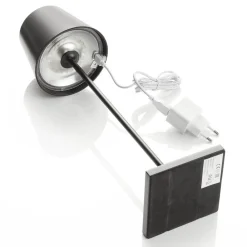 FARO BARCELONA Toc LED-bordlampe med USB-oplader, IP54, sort