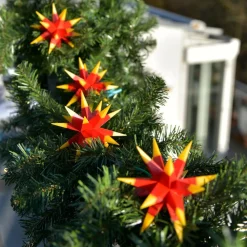 STERNTALER Julepynt|Julelys Udendørs>Tofarvet LED-lyskæde med 9 stjerner, gul, rød