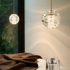 LED-hængelampe Press Sphere, klar, Ø 14 cm, 927^Tom Dixon New