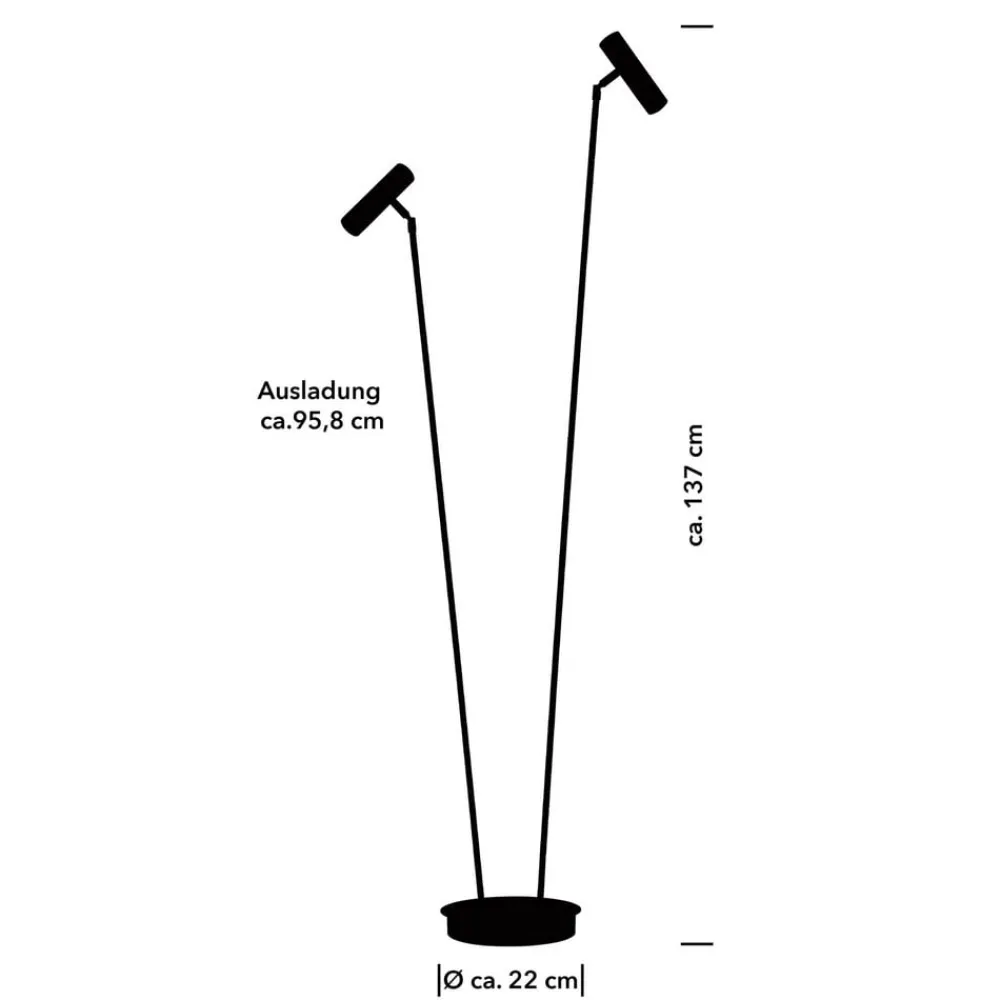 Tom Pro LED-gulvlampe, sort, 2 lyskilder, CCT, dæmper^HELL Sale