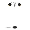 Reality Leuchten Tommy gulvlampe, sort/guld, højde 130 cm, 2-lys stof