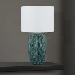 Tortuga bordlampe, grøn/hvid, højde 49,5 cm, keramik/lin^ORION Clearance