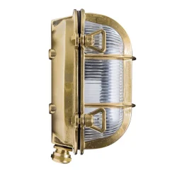 Moretti Luce Tortuga udendørs væglampe, oval 17 cm messing/klar