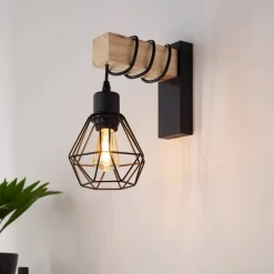 Townshend væglampe, bredde 14 cm, sort/eg^EGLO Discount