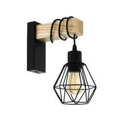 Townshend væglampe, bredde 14 cm, sort/eg^EGLO Discount