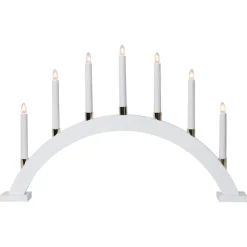 STAR TRADING Træ lysestage Gillian i hvid