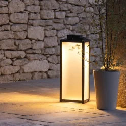 Les Jardins Solcellelamper>Tradition LED-solcellelanterne, antracit, højde 65 cm