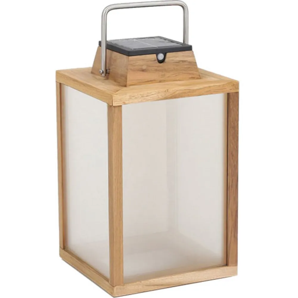 Les Jardins Tradition teak LED-solcellelanterne Højde 40 cm