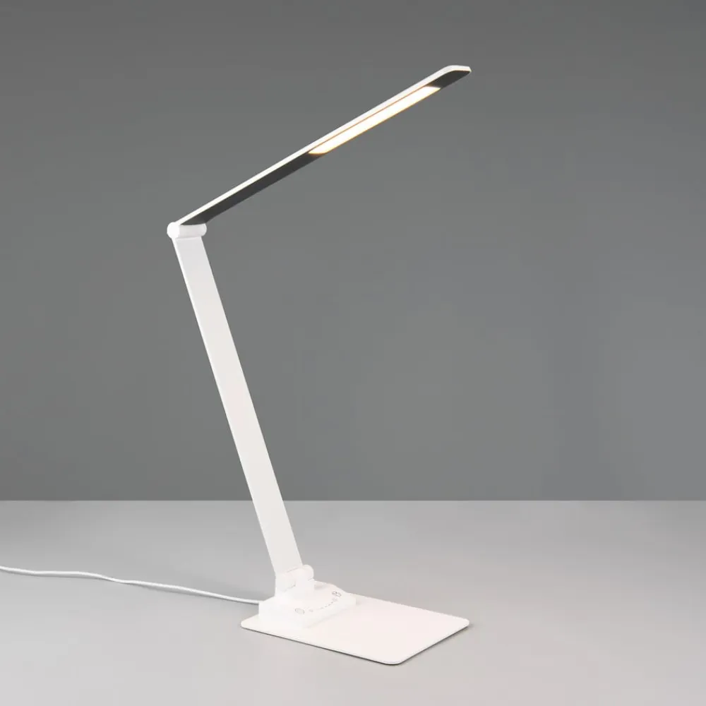 Trio Lighting Travis LED-bordlampe, hvid, CCT, dæmpbar, touch, USB