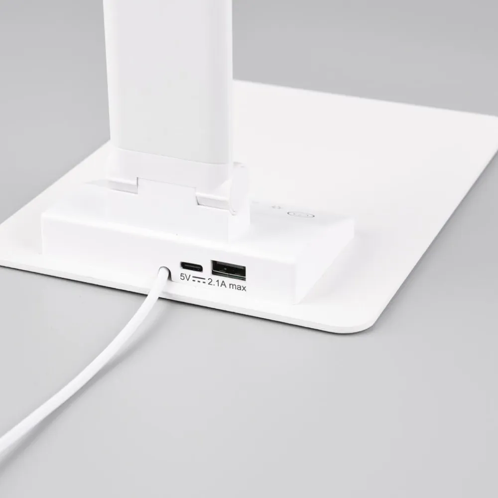 Trio Lighting Travis LED-bordlampe, hvid, CCT, dæmpbar, touch, USB