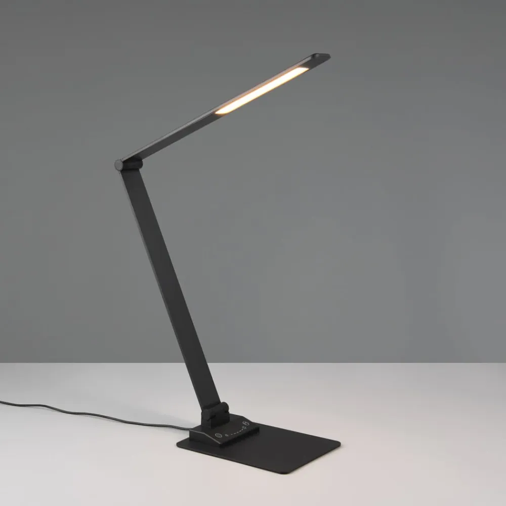 Trio Lighting Travis LED-bordlampe, sort, CCT, dæmpbar, touch, USB