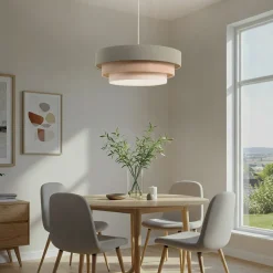 Maco Design Triniti hængelampe, grøn/beige/creme, Ø 60 cm, tekstil
