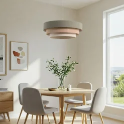 Maco Design Triniti hængelampe, grøn/beige/creme, Ø 60 cm, tekstil