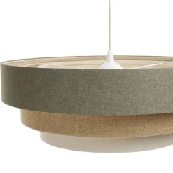 Maco Design Triniti hængelampe, grøn/beige/creme, Ø 60 cm, tekstil