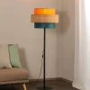 Trio gulvlampe, juteskærm, orange/naturbrun/petrol^TK Lighting Discount