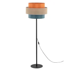 Trio gulvlampe, juteskærm, orange/naturbrun/petrol^TK Lighting Discount