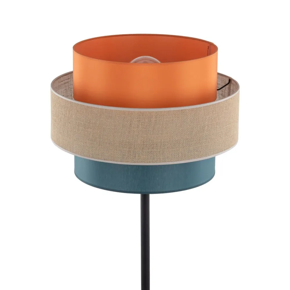 Trio gulvlampe, juteskærm, orange/naturbrun/petrol^TK Lighting Discount