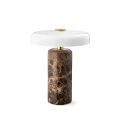 Trip LED genopladelig bordlampe, brun/hvid, marmor, glas, IP44^DESIGN BY US