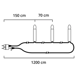 Trækæde med skaftlys til udvendig 12 m^Konstsmide Christmas Hot