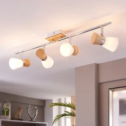 Lindby Loftlamper|Spotlights>Træ-loftspot Vivica med fire lyskilder