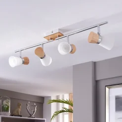 Lindby Loftlamper|Spotlights>Træ-loftspot Vivica med fire lyskilder
