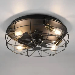 Reality Leuchten Trondheim loftventilator fjernbetjening 4xE27 sort