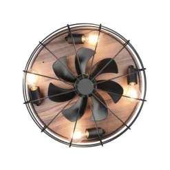 Trondheim loftventilator fjernbetjening 4xE27, træ^Reality Leuchten Outlet