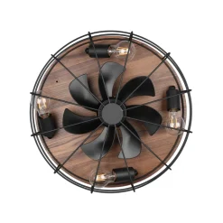 Trondheim loftventilator fjernbetjening 4xE27, træ^Reality Leuchten Outlet