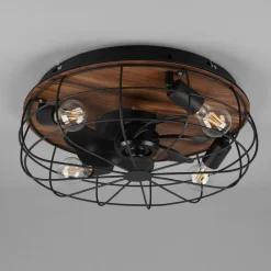 Trondheim loftventilator fjernbetjening 4xE27, træ^Reality Leuchten Outlet