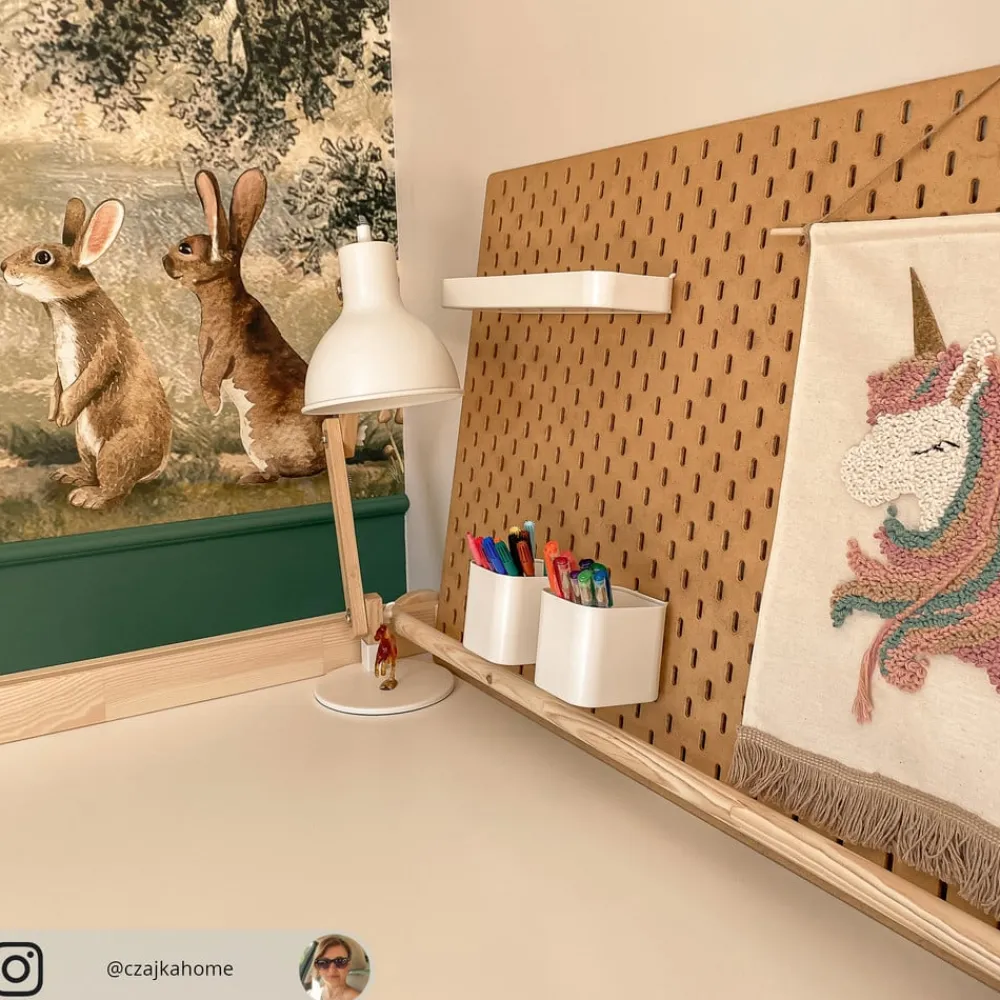 Lindby Arbejdsrum/Kontor|Pendellamper>Træ-skrivebordslampe Shivanja med hvid skærm