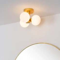 Trudy loftlampe til bad 3 lyskilder, mat guld/opal^Lucide Hot