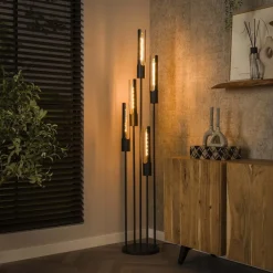 Zijlstra Gulvlamper|Gulvlamper>Tube gulvlampe, 5 lyskilder, sort, metal