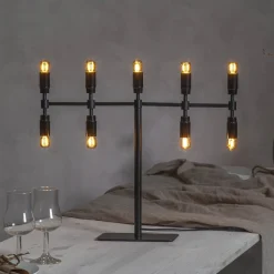 Twice lysestage, sort, 9 lyskilder, 42 cm^STAR TRADING Outlet