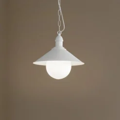 Udendørs hængelampe Enduro, hvid, stål, glas, IP44, E27^Argon Sale