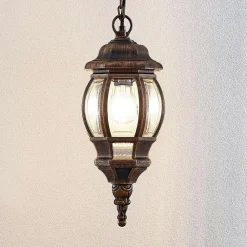 Lindby Udendørs hængelampe Nadesha, børstet guld