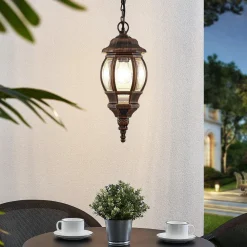 Lindby Udendørs hængelampe Nadesha, børstet guld