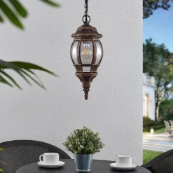 Lindby Udendørs hængelampe Nadesha, børstet guld