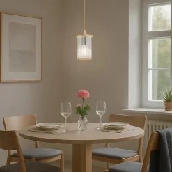 Argon Udendørs hængelampe Nora, guld/transparent, IP44, glas