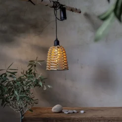 STAR TRADING Udendørs Pendellamper|Terrassebelysning>Udendørs LED-hængelampe Snor brun plast Ø 15cm batteri