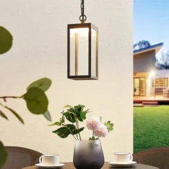 Udendørs LED-pendellampe Cube med glasskærm, 26 cm^Lucande Best