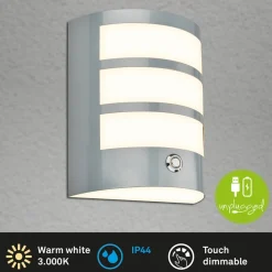 Briloner Udendørs LED-væglampe 3793014, kromfarvet, dæmpbar, IP44