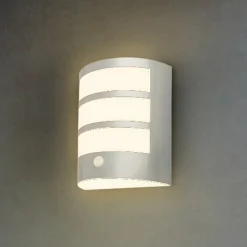 Udendørs LED-væglampe 3795014, kromfarvet, sensor, IP44^Briloner Best