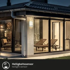 Udendørs LED-væglampe 3795014, kromfarvet, sensor, IP44^Briloner Best