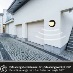 Briloner Udendørs LED-væglampe 3785015 sort bevægelsessensor 17 cm