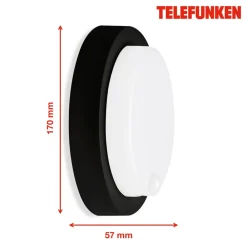 Telefunken Udendørs LED-væglampe Dortmund Ø17cm sort