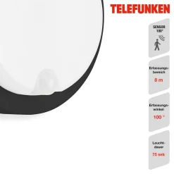 Telefunken Udendørs LED-væglampe Dortmund Ø17cm sort